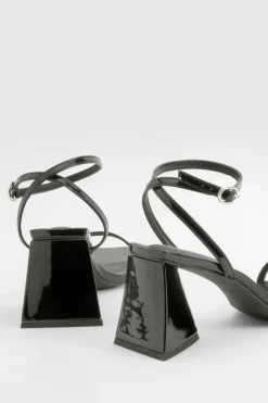 Heels*boohoo Wide Fit Flared Heel Barely There Sandals black