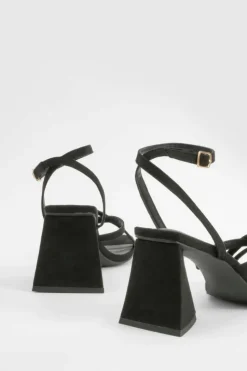 Heels*boohoo Wide Fit Flared Heel Crossover Sandals black