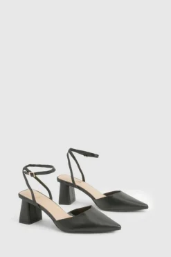 Heels*boohoo Wide Fit Flared Heel Low 2 Part Court black