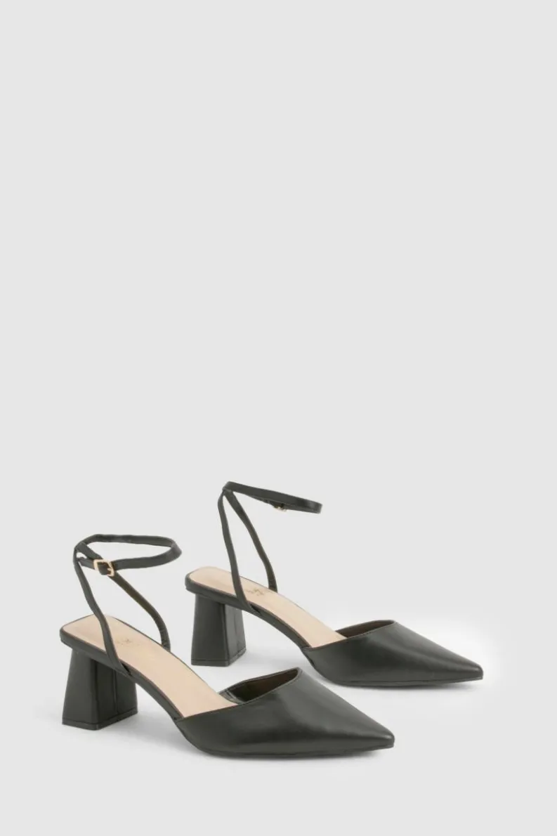Heels*boohoo Wide Fit Flared Heel Low 2 Part Court black