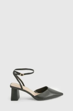 Heels*boohoo Wide Fit Flared Heel Low 2 Part Court black