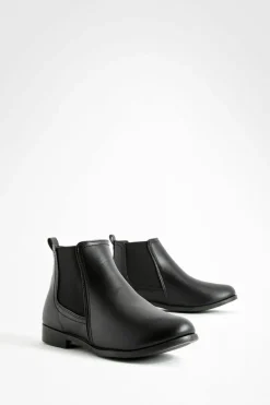 Flat Boots|Ankle Boots*boohoo Wide Fit Flat Chelsea Boots black