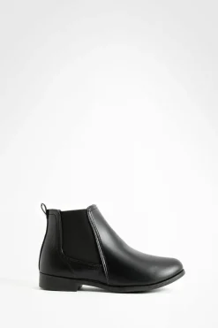 Flat Boots|Ankle Boots*boohoo Wide Fit Flat Chelsea Boots black