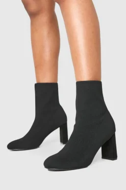 Heeled Boots|All Boots*boohoo Wide Fit Flat Heel Knitted Sock Boots black