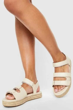 Sandals*boohoo Wide Fit Flatform Sandals nude