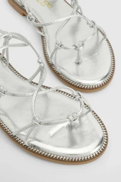 Sandals*boohoo Wide Fit Gladiator Wrap Up Sandals silver