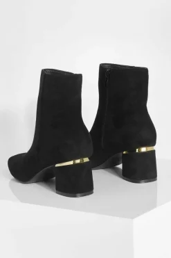 Heels|Heeled Boots*boohoo Wide Fit Hardware Detail Block Heel Boots black