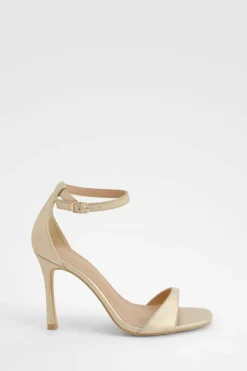 Heels*boohoo Wide Fit High 2 Part Barely There gold