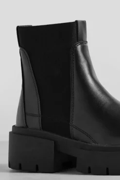 Chunky Boots|All Boots*boohoo Wide Fit Knit Detail Chunky Chelsea Boots black