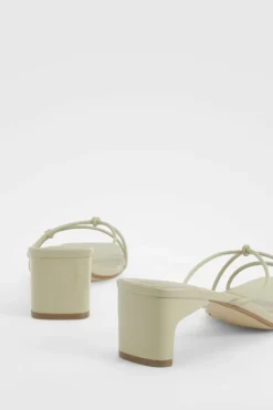 Heels*boohoo Wide Fit Knot Detail Low Heeled Mules sage