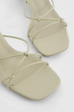 Heels*boohoo Wide Fit Knot Detail Low Heeled Mules sage