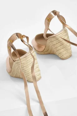 Wedges|Sandals*boohoo Wide Fit Lace Up Espadrille Wedges rose gold