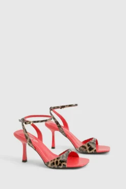 Heels*boohoo Wide Fit 2 Part Stiletto Heels leopard