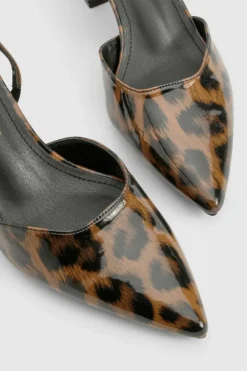 Heels*boohoo Wide Fit Block Heel Court Shoes leopard