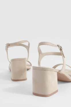 Heels*boohoo Wide Fit Low Block 2 Part Heels nude