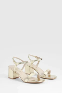 Heels*boohoo Wide Fit Low Block 2 Part Heels gold