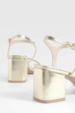Heels*boohoo Wide Fit Low Block 2 Part Heels gold