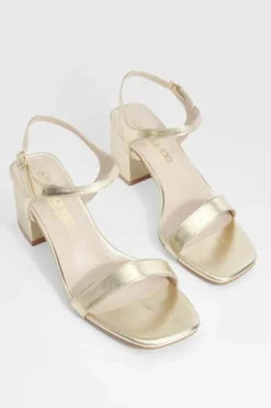 Heels*boohoo Wide Fit Low Block 2 Part Heels gold