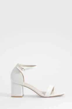 Heels*boohoo Wide Fit Low Block Barely There Heels white