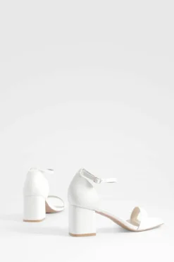 Heels*boohoo Wide Fit Low Block Barely There Heels white