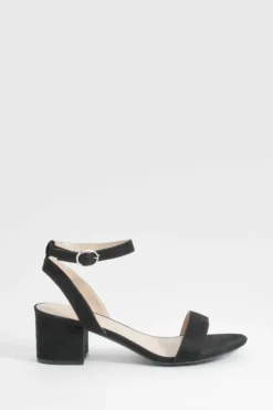 Heels*boohoo Wide Fit Low Block Barely There Heels black