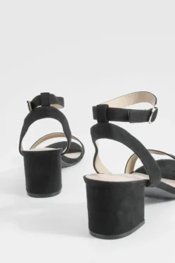 Heels*boohoo Wide Fit Low Block Barely There Heels black