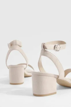 Heels*boohoo Wide Fit Low Block Barely There Heels blush