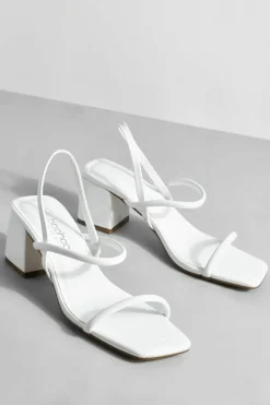 Heels*boohoo Wide Fit Low Block Slingback Heels white