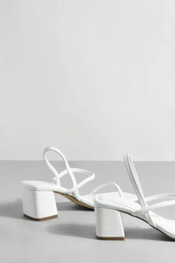 Heels*boohoo Wide Fit Low Block Slingback Heels white