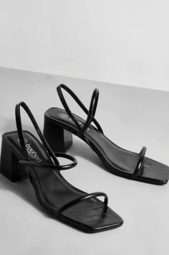 Heels*boohoo Wide Fit Low Block Slingback Heels black