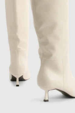 Over The Knee Boots|Knee High Boots*boohoo Wide Fit Low Stiletto Knee High Boots beige