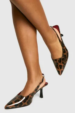 Heels*boohoo Wide Fit Low Stiletto Slingback Court Shoe leopard