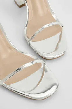 Heels*boohoo Wide Fit Metallic 2 Part Block Heels silver