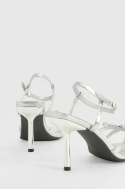 Heels*boohoo Wide Fit Metallic Bow Heels silver