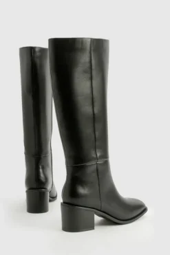 Heels|Over The Knee Boots*boohoo Wide Fit Mid Block Knee High Boots black