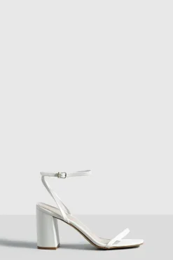 Heels*boohoo Wide Fit Minimal Block Heel Barely There white