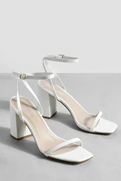 Heels*boohoo Wide Fit Minimal Block Heel Barely There white