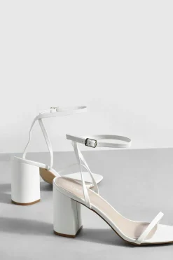 Heels*boohoo Wide Fit Minimal Block Heel Barely There white