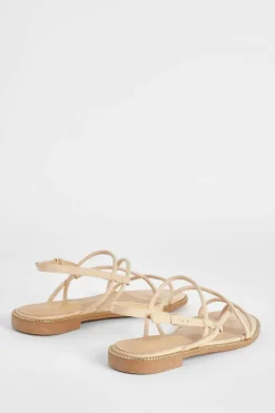 Sandals*boohoo Wide Fit Multi Strap Detail Flat Sandals nude