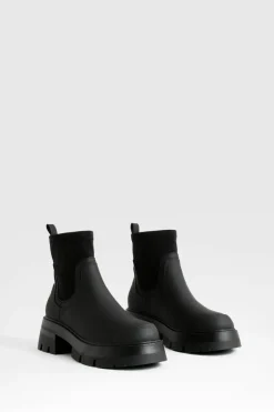 All Boots|Boots*boohoo Wide Fit Neoprene Panel Chelsea Boots black