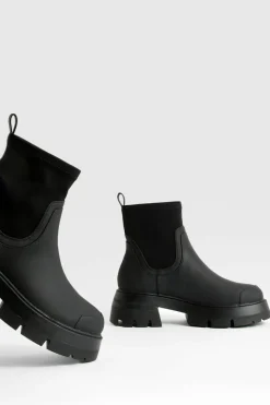 All Boots|Boots*boohoo Wide Fit Neoprene Panel Chelsea Boots black