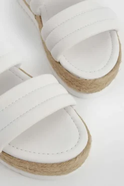 Sandals*boohoo Wide Fit Padded Double Strap Flatforms white