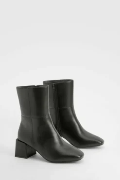 Heels|All Boots*boohoo Wide Fit Panel Detail Block Calf Boots black