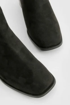 Heels|Heeled Boots*boohoo Wide Fit Panel Detail Low Block Heeled Shoe Boots black