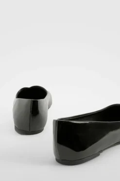 Ballet Flats|Flats*boohoo Wide Fit Patent Ballet Flats black