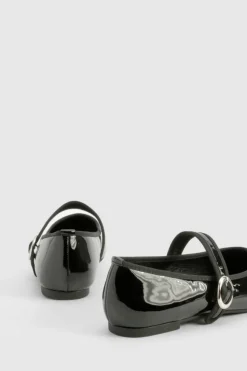 Ballet Flats|Flats*boohoo Wide Fit Patent Mary Jane Ballet Flats black