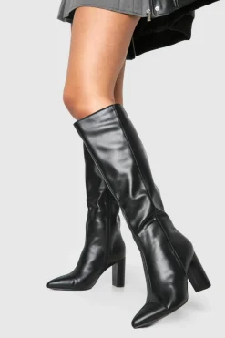 Knee High Boots|All Boots*boohoo Wide Fit Pointed Toe Knee High Boots black