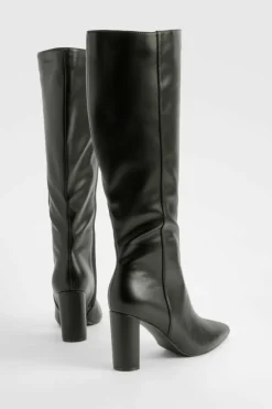 Knee High Boots|All Boots*boohoo Wide Fit Pointed Toe Knee High Boots black