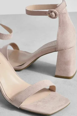 Heels*boohoo Wide Fit Round Buckle 2 Part Block Heels nude