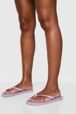 Sandals*boohoo Wide Fit Round Toe Flip Flops lilac
